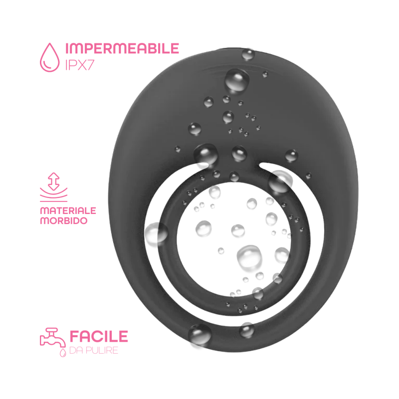 Anello Fallico Vibrante per Pene Stimolatore Clitoride Ritardante in Silicone USB