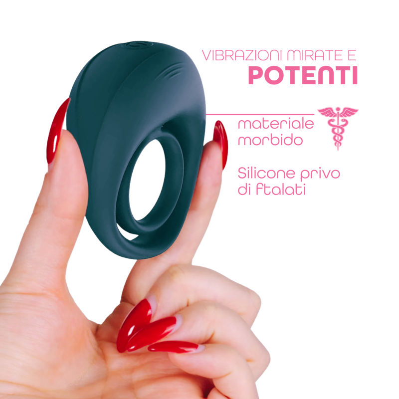 Anello Fallico Vibrante per Pene Stimolatore Clitoride Ritardante in Silicone USB