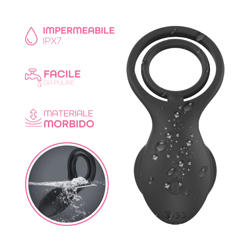 Anello Vibrante per Pene in Silicone con 10 Modalità Ricaricabile Silenzioso