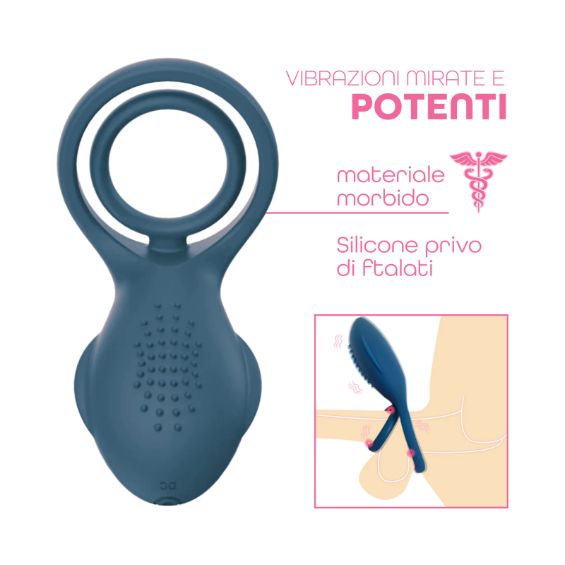 Anello Vibrante per Pene in Silicone con 10 Modalità Ricaricabile Silenzioso