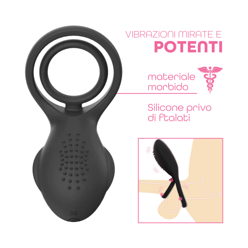 Anello Vibrante per Pene in Silicone con 10 Modalità Ricaricabile Silenzioso