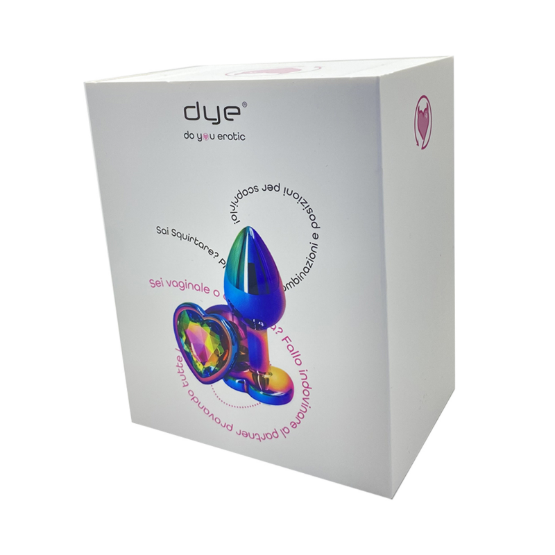 Butt Plug Anale in Metallo Rainbow con Gemma a Cuore Gioiello Cristallo Sex Toy