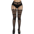 Collant Sexy a Rete Nero con Effetto Reggicalze Calze Aperte Lingerie tg Unica