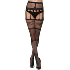Collant Sexy a Rete Nero con Effetto Reggicalze Calze Aperte Lingerie tg Unica