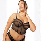 Completino Intimo Sexy Hot Lingerie in Pizzo Nero con Perizoma Reggiseno PushUp