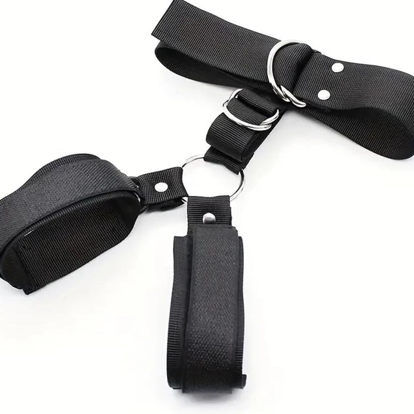 Set Costrittivo BDSM Unisex Con Collare Bondage con Polsini Regolabili in Nylon
