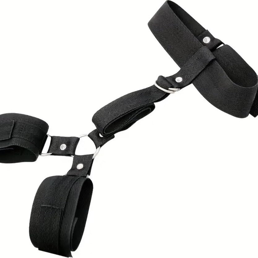 Set Costrittivo BDSM Unisex Con Collare Bondage con Polsini Regolabili in Nylon