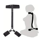 Set Costrittivo BDSM Unisex Con Collare Bondage con Polsini Regolabili in Nylon