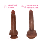 Dildo Realistico con Vibrazione Spinta e Riscaldamento 22 cm Ventosa Telecomando