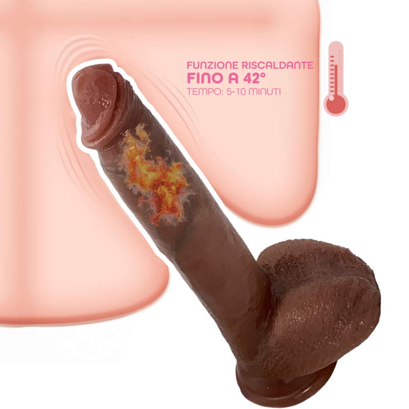 Dildo Realistico con Vibrazione Spinta e Riscaldamento 22 cm Ventosa Telecomando