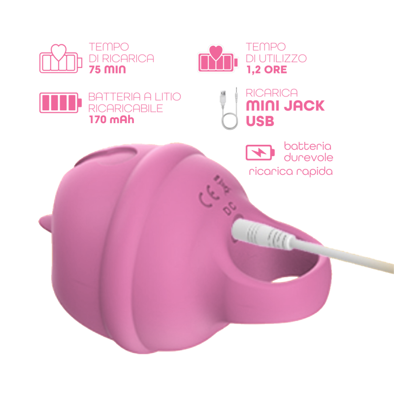 Lecca Clitoride Anello Vibratore con Lingua Stimolatore in Silicone Licking USB