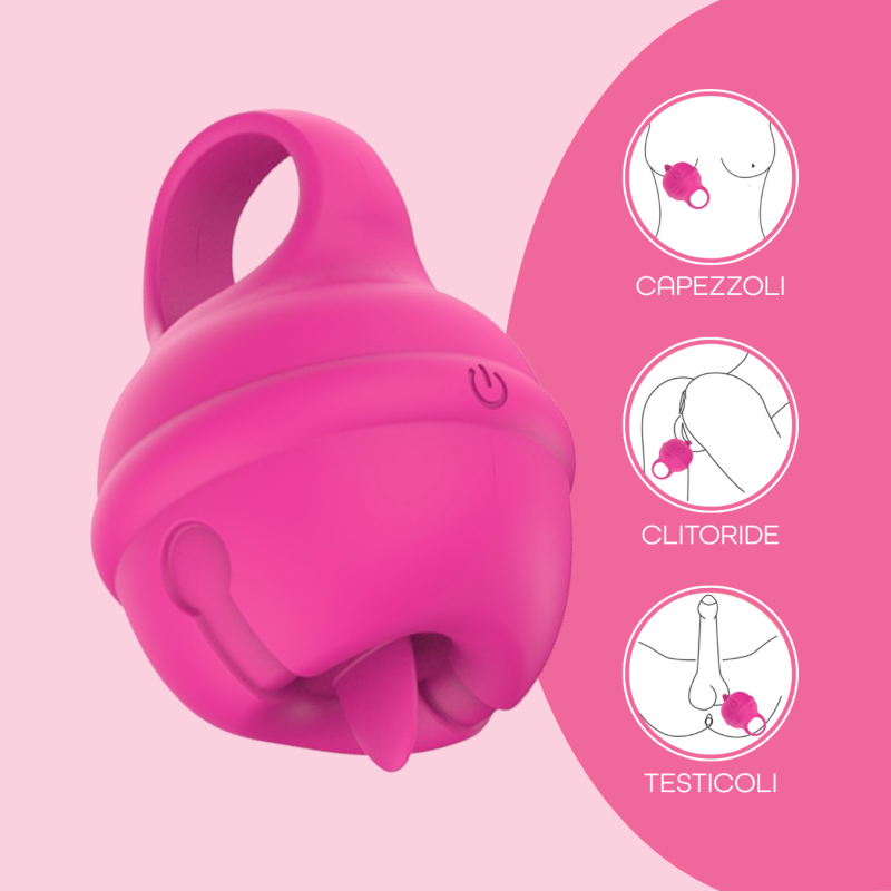 Lecca Clitoride Anello Vibratore con Lingua Stimolatore in Silicone Licking USB