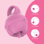 Lecca Clitoride Anello Vibratore con Lingua Stimolatore in Silicone Licking USB