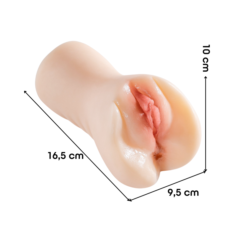 Masturbatore Realistico Doppio Vagina e Ano in Silicone Morbido Sex Toy per Uomo