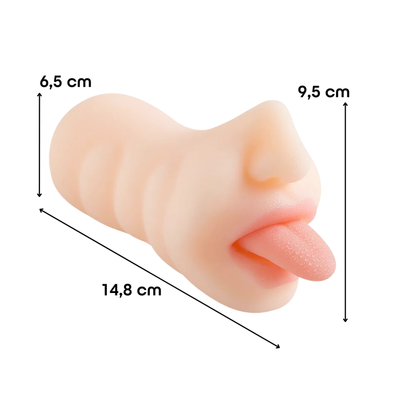 Masturbatore Realistico per Uomo con Bocca e Lingua Morbida Effetto Sesso Orale
