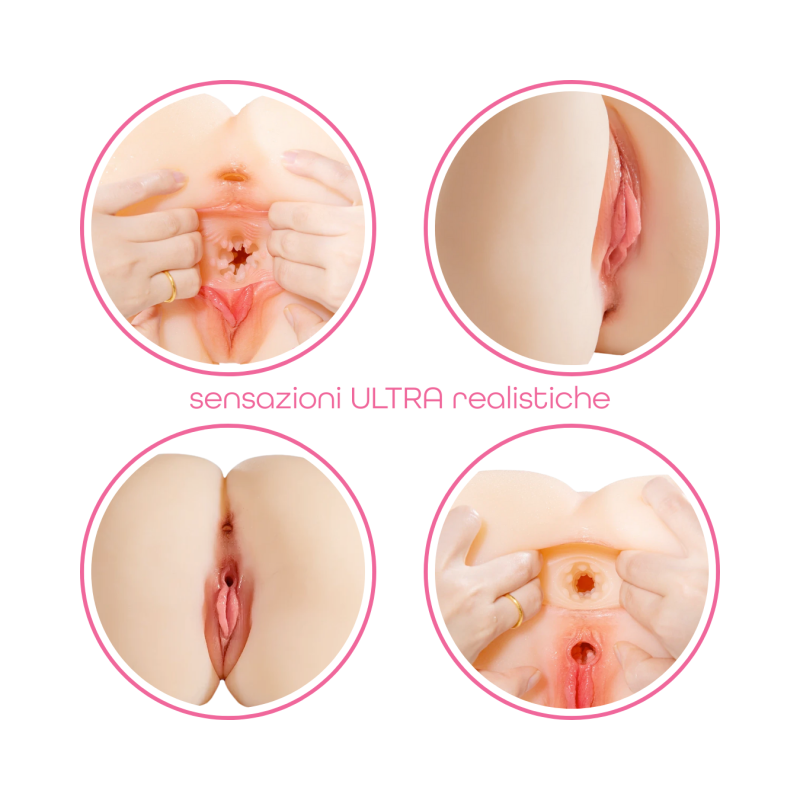 Masturbatore Realistico Torso con Vagina e Ano Anatomia Ultra-Realistica Morbido