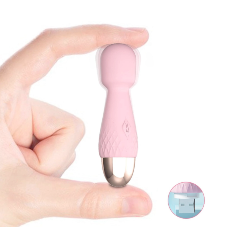 Mini Wand Massager in Silicone Morbido Massaggiatore Vibratore Clitorideo USB