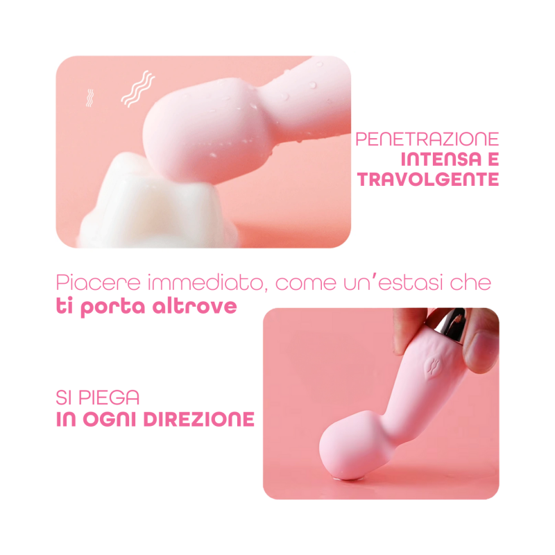 Mini Wand Massager in Silicone Morbido Massaggiatore Vibratore Clitorideo USB