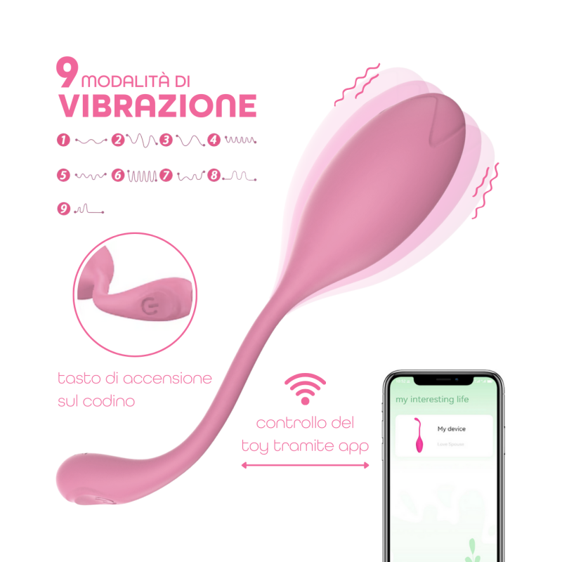 Ovetto Vibrante con App Vibratore Punto G e Clitoride in Silicone 9 Modalità USB