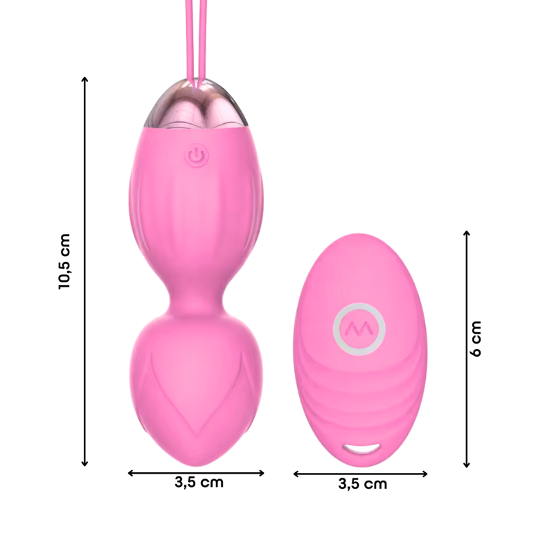 Ovetto Vibrante Doppia Sfera Telecomandato con 10 Modalità Vibratore in Silicone