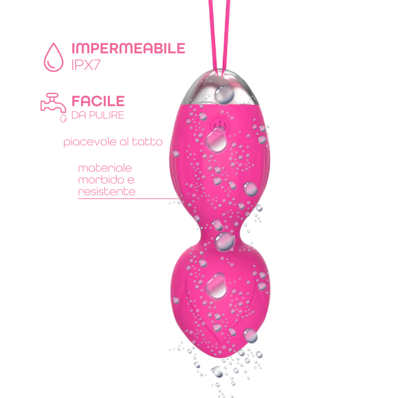 Ovetto Vibrante Doppia Sfera Telecomandato con 10 Modalità Vibratore in Silicone