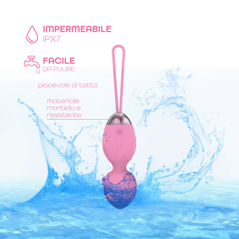 Ovetto Vibrante Doppia Sfera Telecomandato con 10 Modalità Vibratore in Silicone