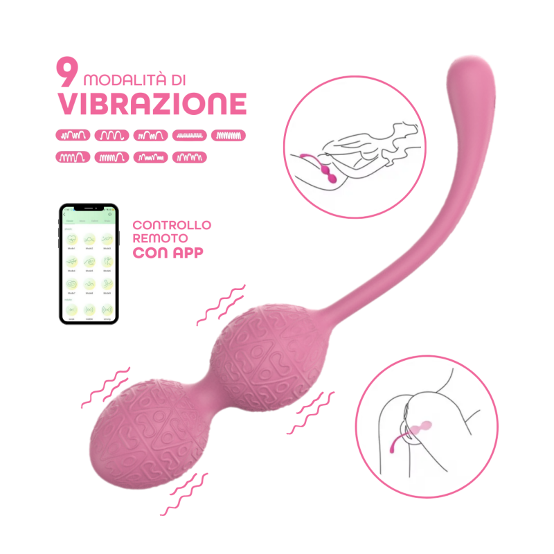 Ovetto Vibrante Stimolatore Palline Vaginali Vibranti Controllo App in Silicone