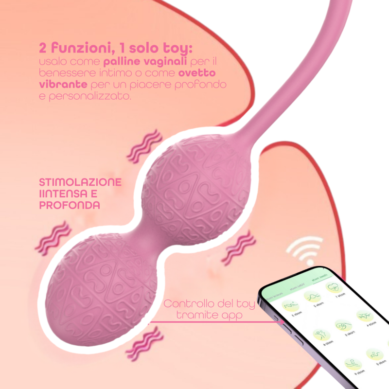 Ovetto Vibrante Stimolatore Palline Vaginali Vibranti Controllo App in Silicone