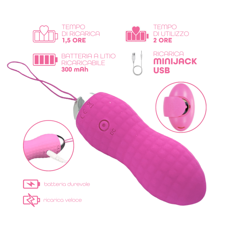 Ovetto Vibrante Telecomandato con 10 Modalità di Vibrazione in Silicone Sex Toy