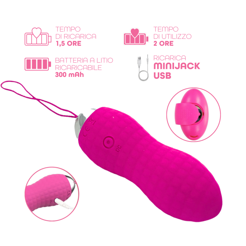 Ovetto Vibrante Telecomandato con 10 Modalità di Vibrazione in Silicone Sex Toy