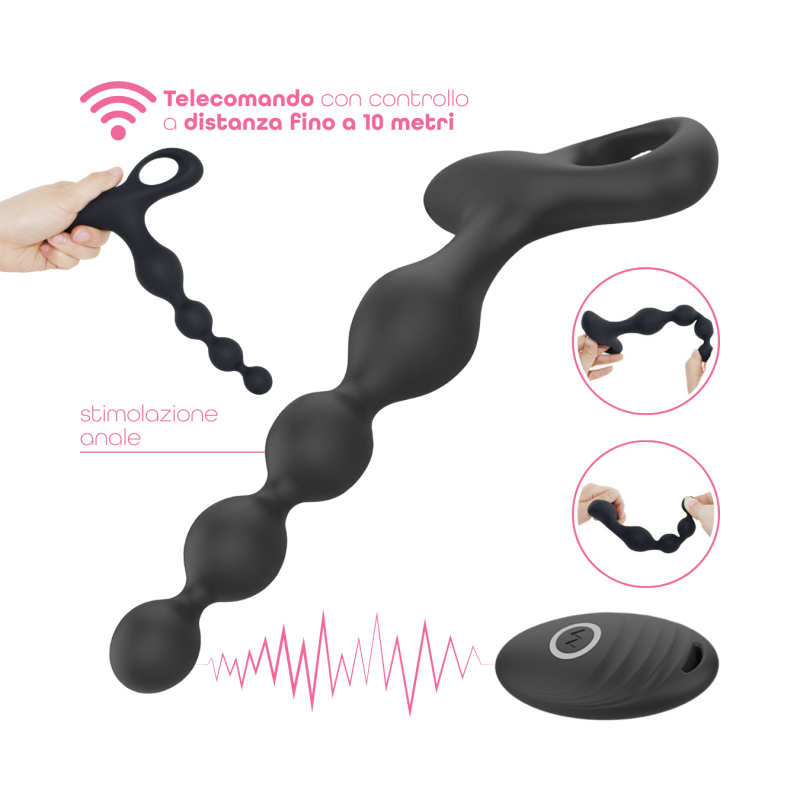 Palline Anali Vibranti Progressive Plug Anale Vibratore con Telecomando Sex Toy