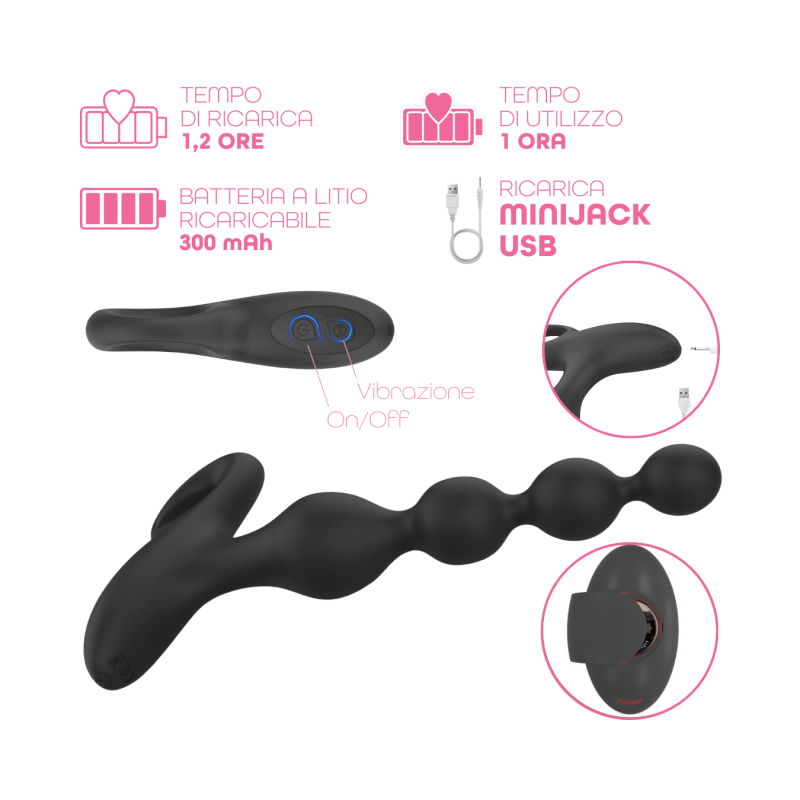Palline Anali Vibranti Progressive Plug Anale Vibratore con Telecomando Sex Toy