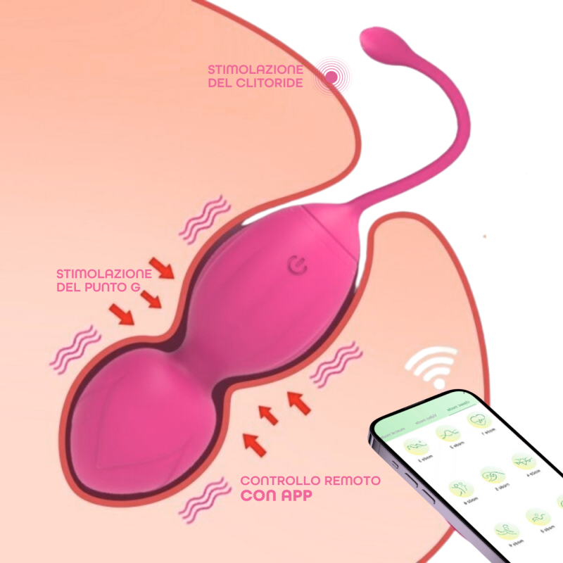 Palline Vaginali Vibranti Kegel Controllo con App Ovetto Vibrante in Silicone USB