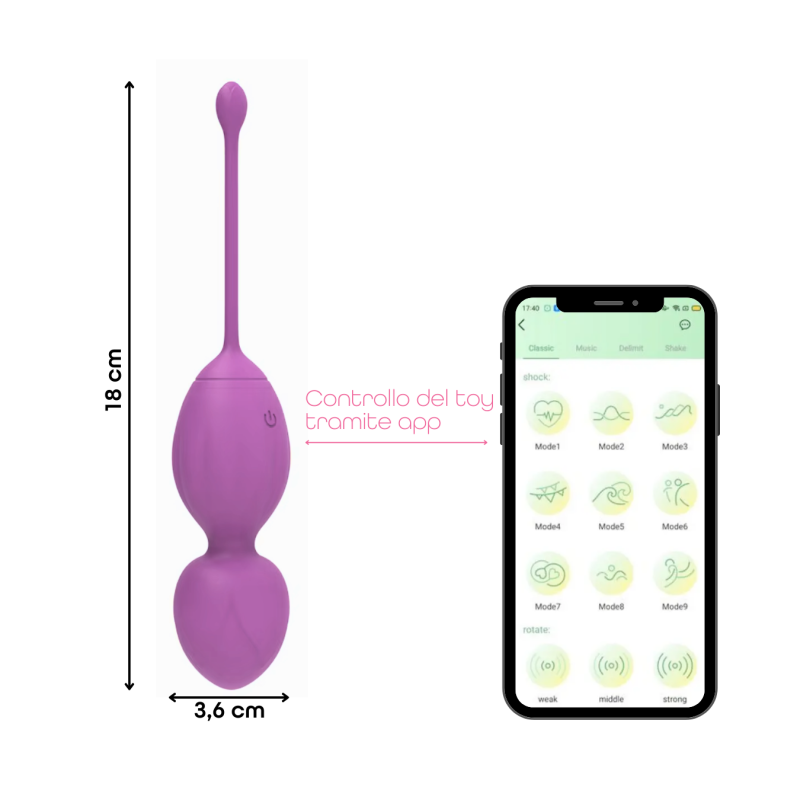 Palline Vaginali Vibranti Kegel Controllo con App Ovetto Vibrante in Silicone USB