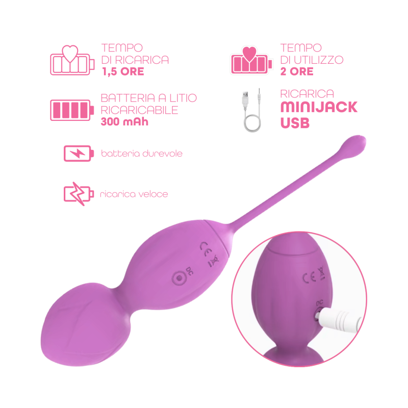 Palline Vaginali Vibranti Kegel Controllo con App Ovetto Vibrante in Silicone USB
