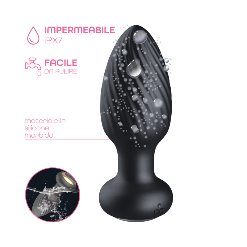 Plug Anale Vibrante e Rotante in Silicone con Telecomando Ricaricabile Sex Toy
