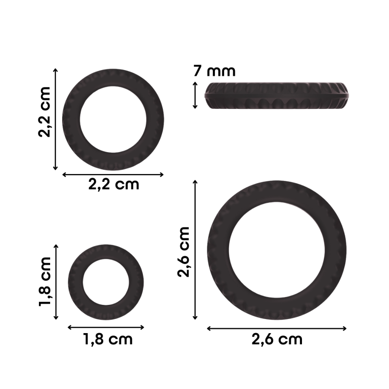 Set 3 Anelli Fallici Cockring in Silicone Effetto Ritardante Elastici per Pene