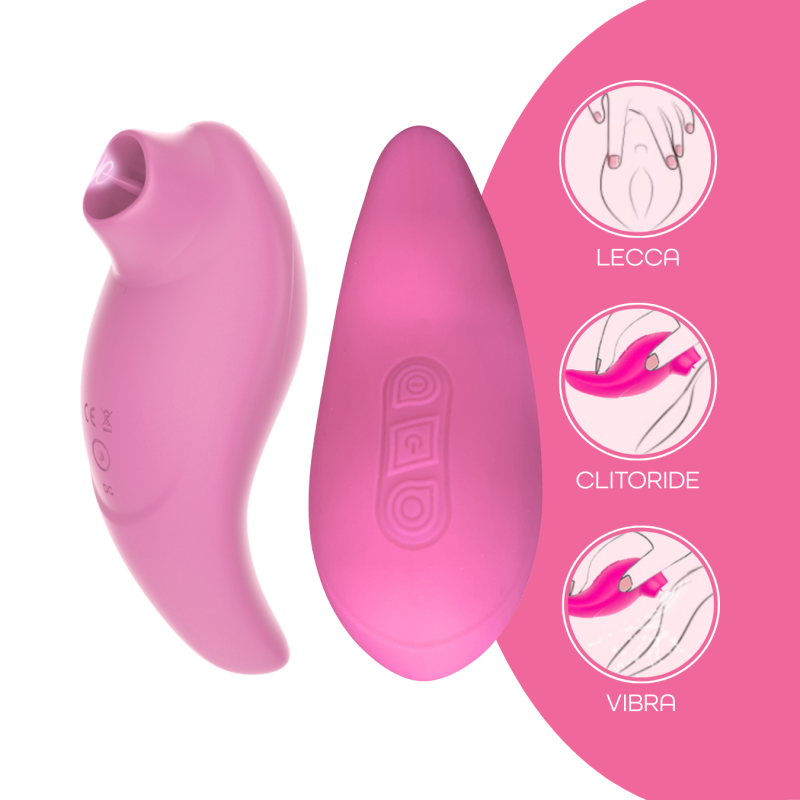 Stimolatore Clitoride 2in1 Vibra e Lecca Vibratore Multifunzione Licking Silicone