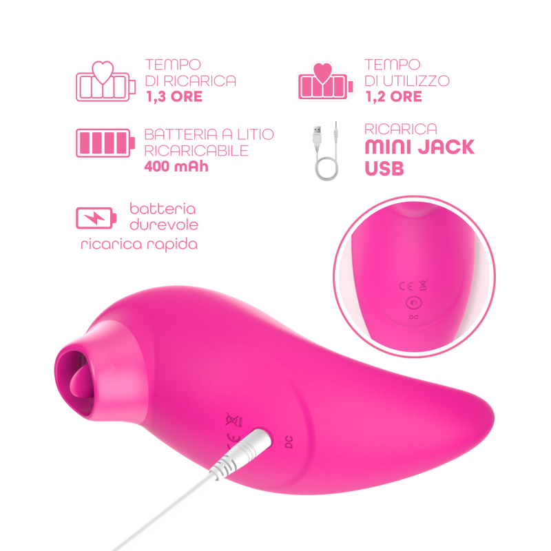 Stimolatore Clitoride 2in1 Vibra e Lecca Vibratore Multifunzione Licking Silicone