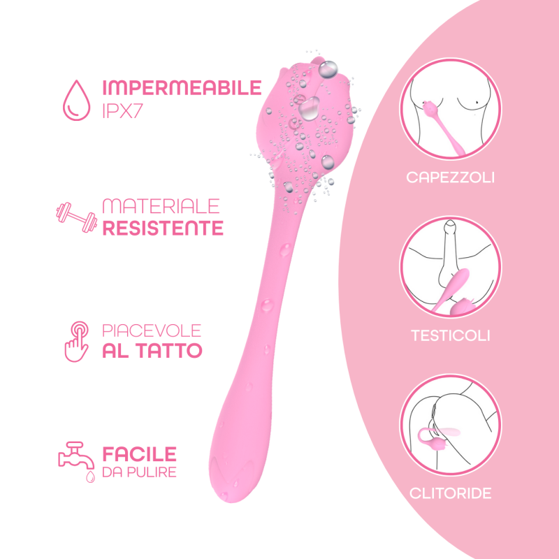 Stimolatore Clitorideo Licking Vibratore Punto G a forma di Rosa Lecca e Vibra