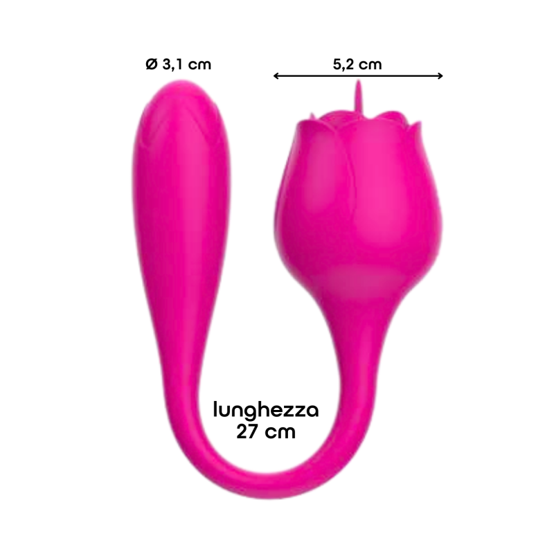 Stimolatore Clitorideo Licking Vibratore Punto G a forma di Rosa Lecca e Vibra