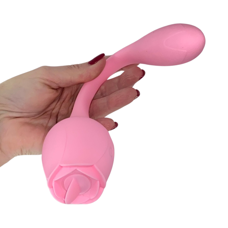 Stimolatore Clitorideo Licking Vibratore Punto G a forma di Rosa Lecca e Vibra
