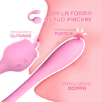 Stimolatore Clitorideo Licking Vibratore Punto G a forma di Rosa Lecca e Vibra