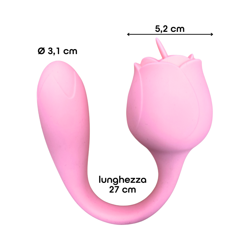 Stimolatore Clitorideo Licking Vibratore Punto G a forma di Rosa Lecca e Vibra