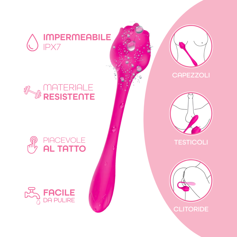 Stimolatore Clitorideo Licking Vibratore Punto G a forma di Rosa Lecca e Vibra