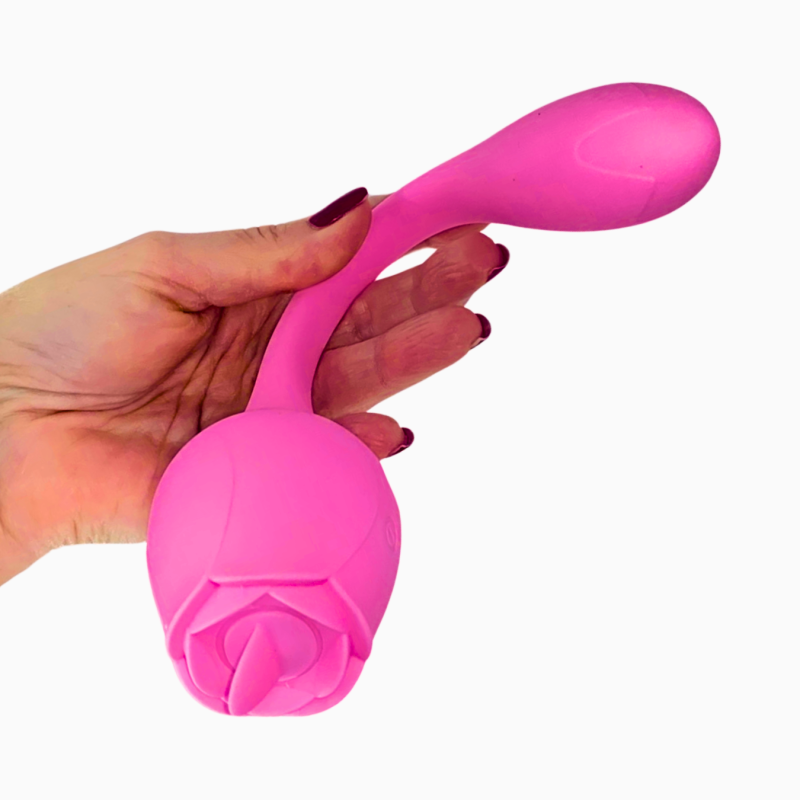 Stimolatore Clitorideo Licking Vibratore Punto G a forma di Rosa Lecca e Vibra