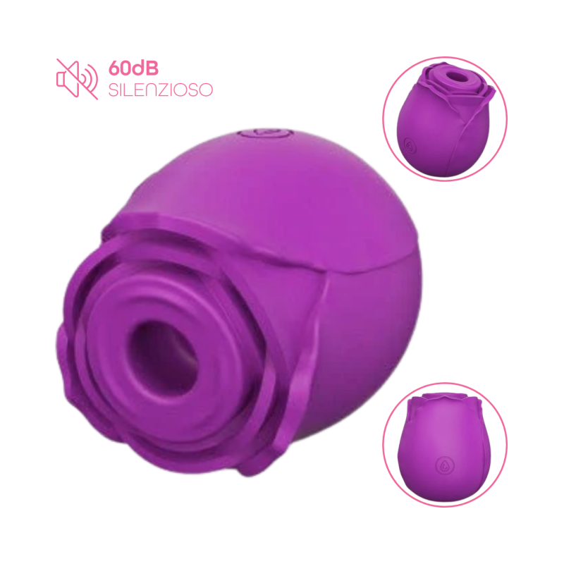 Succhia Clitoride Vibratore a Forma di Rosa Stimolatore con Suzione e Vibrazione