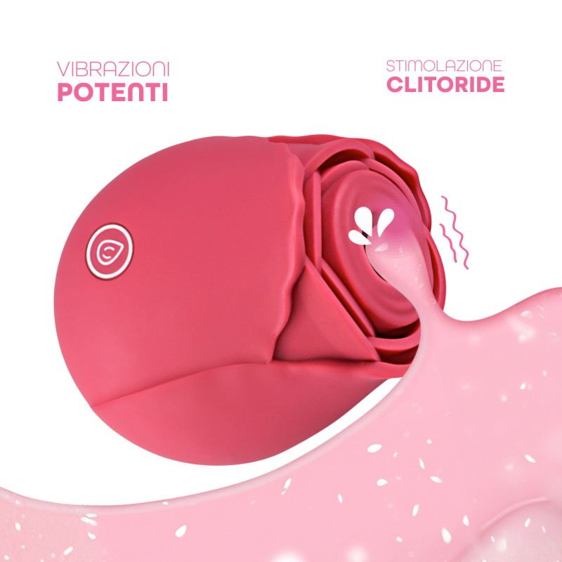 Succhia Clitoride Vibratore a Forma di Rosa Stimolatore con Suzione e Vibrazione