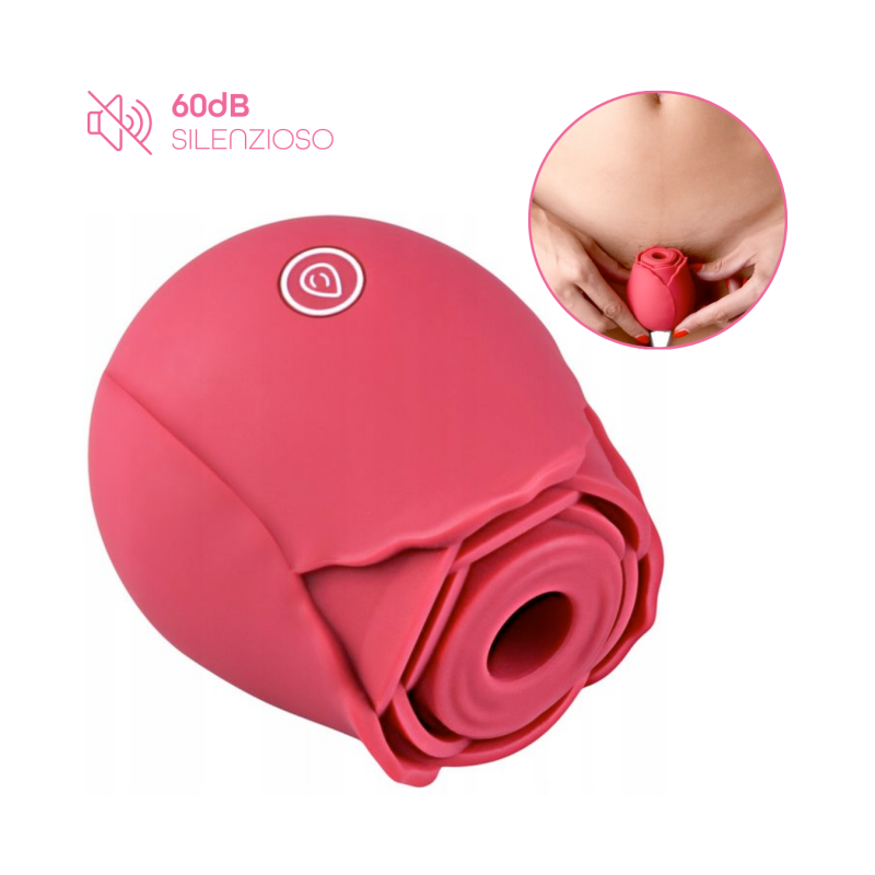 Succhia Clitoride Vibratore a Forma di Rosa Stimolatore con Suzione e Vibrazione