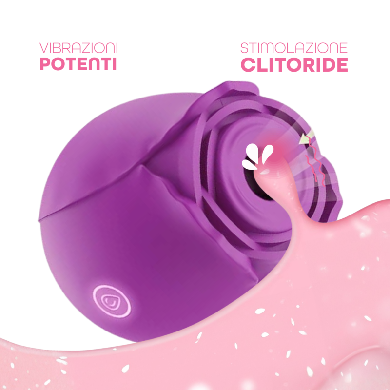 Succhia Clitoride Vibratore a Forma di Rosa Stimolatore con Suzione e Vibrazione